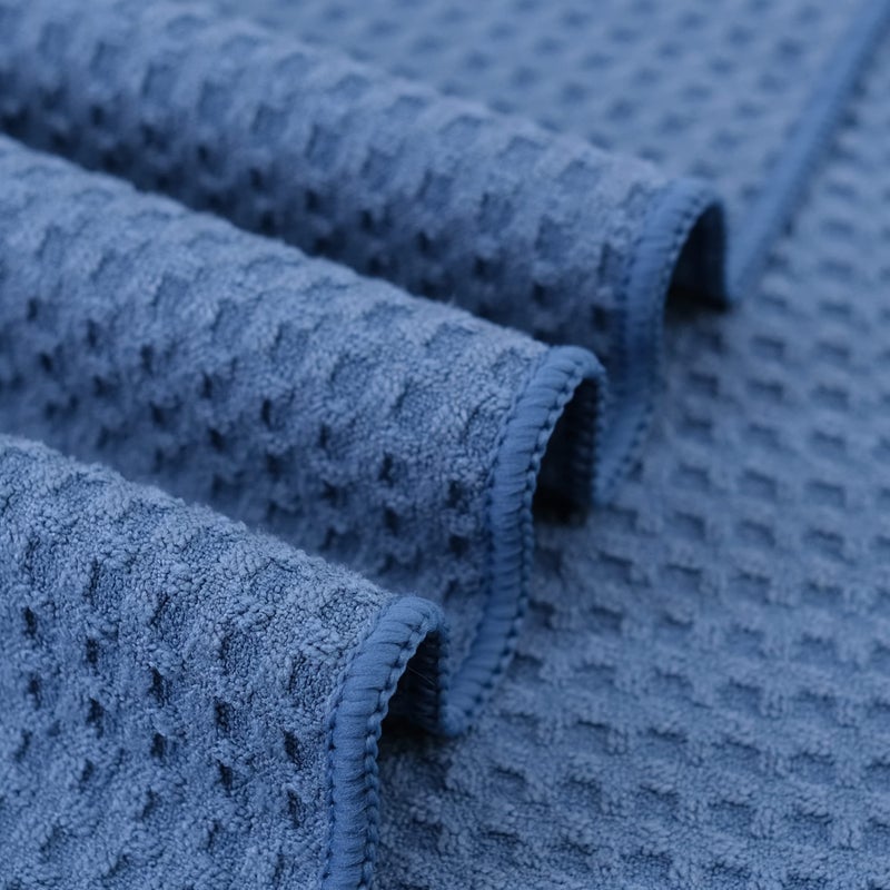 POLYTE Ultra Premium Microfiber Kitchen Dish Hand Towel Waffle Weave, 8 Pack (16x28 in, Blue) - Image 4